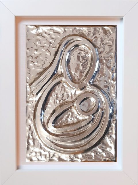 Amore Materno - alluminio in cornice bianca cm 15 x 25