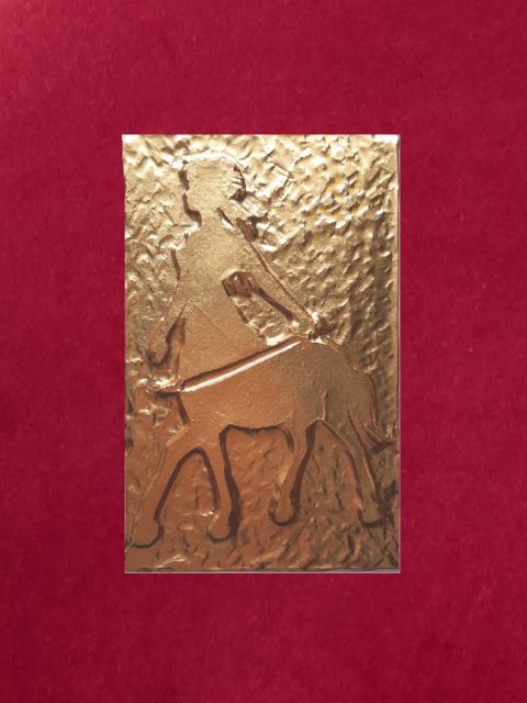 Centauro Femmina - rame su velluto rosso, cm 25 x 32