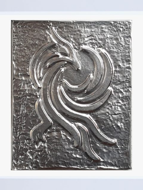 Fenice - alluminio in cornice bianca, cm 25 x 25