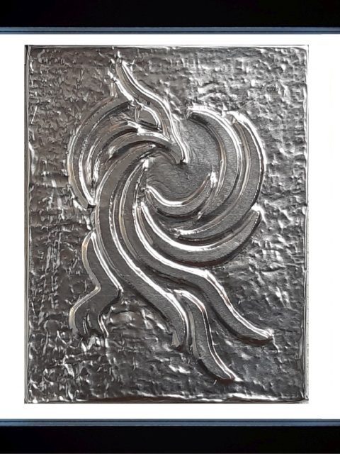 Fenice - alluminio in cornice nera, cm 25 x 25