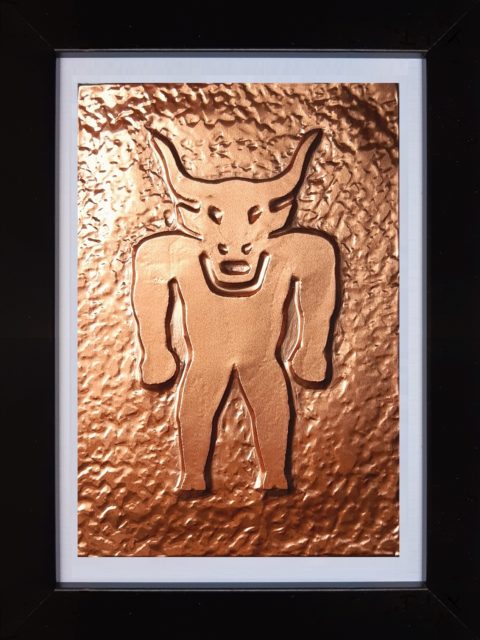 Minotauro - rame in cornice nera, cm 15 x 20